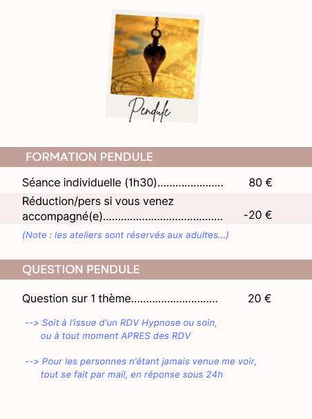 tarifs voyance et formation pendule